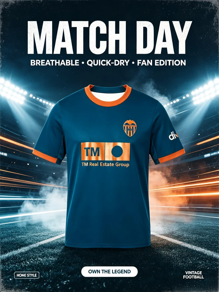 2026 Valencia Club Spanien Fußballtrikot Herren Damen T-Shirt Sommer Sport Atmungsaktiv Schnelltrocknend Streetwear Top Familie Kinder T-Shirts