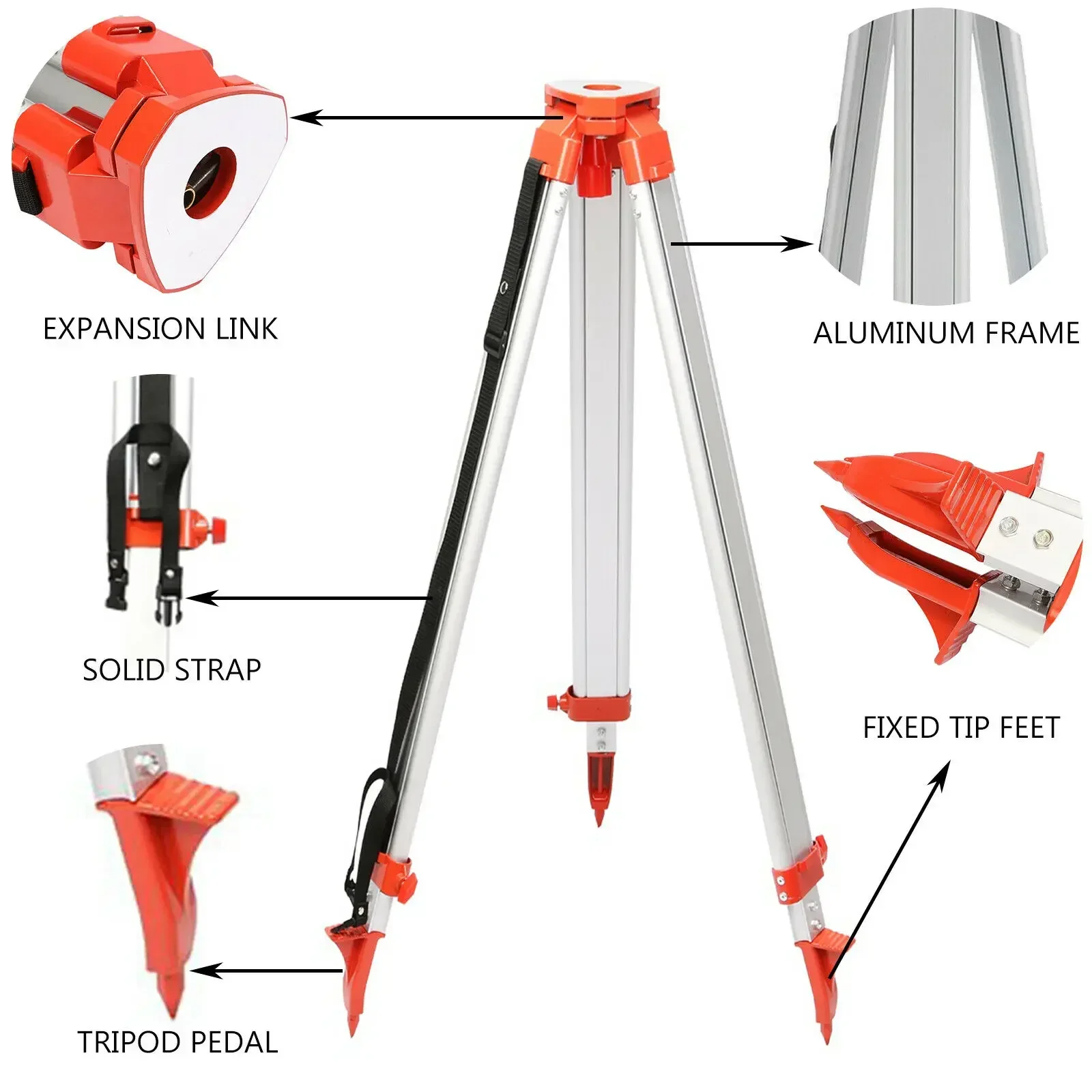 SIHAO 1.65M Laser Level Tripod and Staff Kit Adjustable Height Thicken Aluminum Tripod Stand for Self Leveling Tripod
