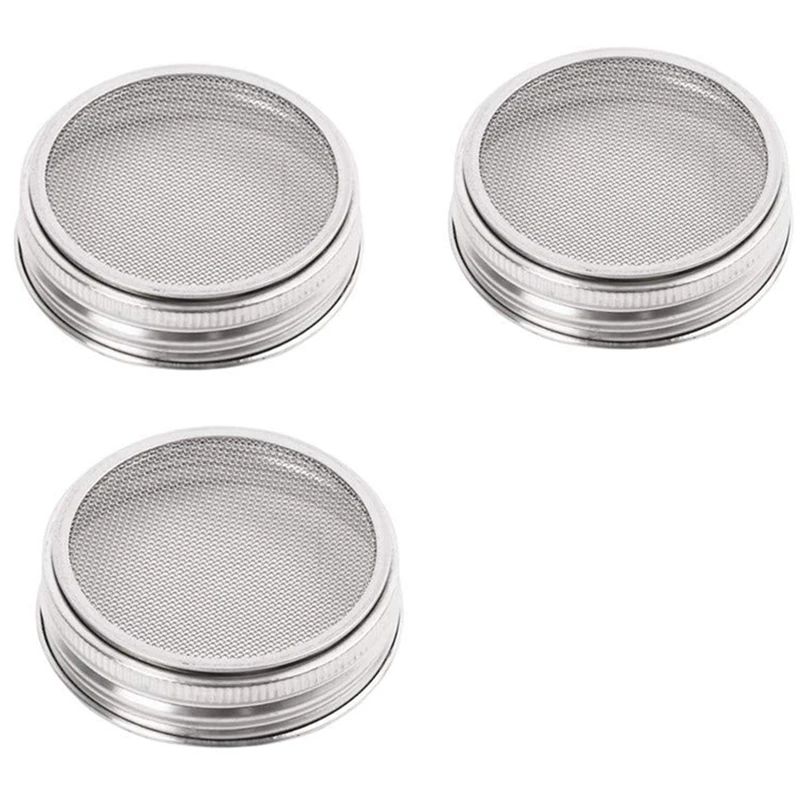 T02C!-Set Of 3 Stainless Steel Sprouting Jar Lid Kit For Superb Ventilation Fit For Wide Mouth Mason Jars Canning Jars For Makin