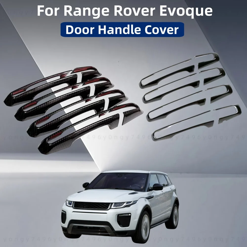 

Carbon Car Modification Accessory ABS Plastic Side Door Handle Cover Trim Paste Style Chrome Silver For Range Rover Evoque