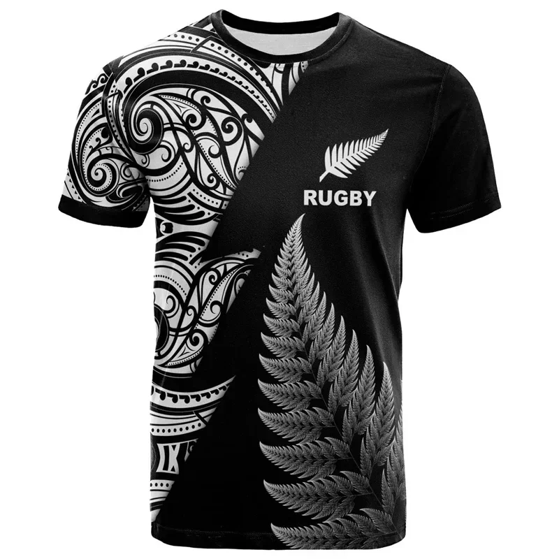 Camiseta Masculina de Verão com Estampa de Bola de Rugby Maori da Nova Zelândia, Camiseta Esportiva de Secagem Rápida, Top Esportivo Havaiano da Moda