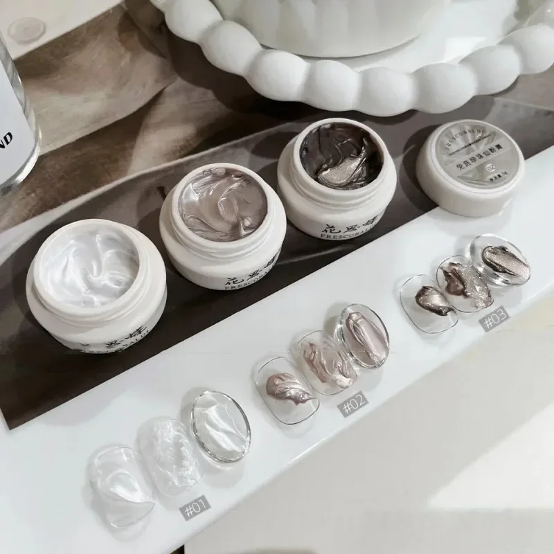 Fai da te 3 colori senza pulire crema perlata gel per scolpire unghie strutturato nail art docerarion salone crema per unghie per manicure in polvere cromata 3D