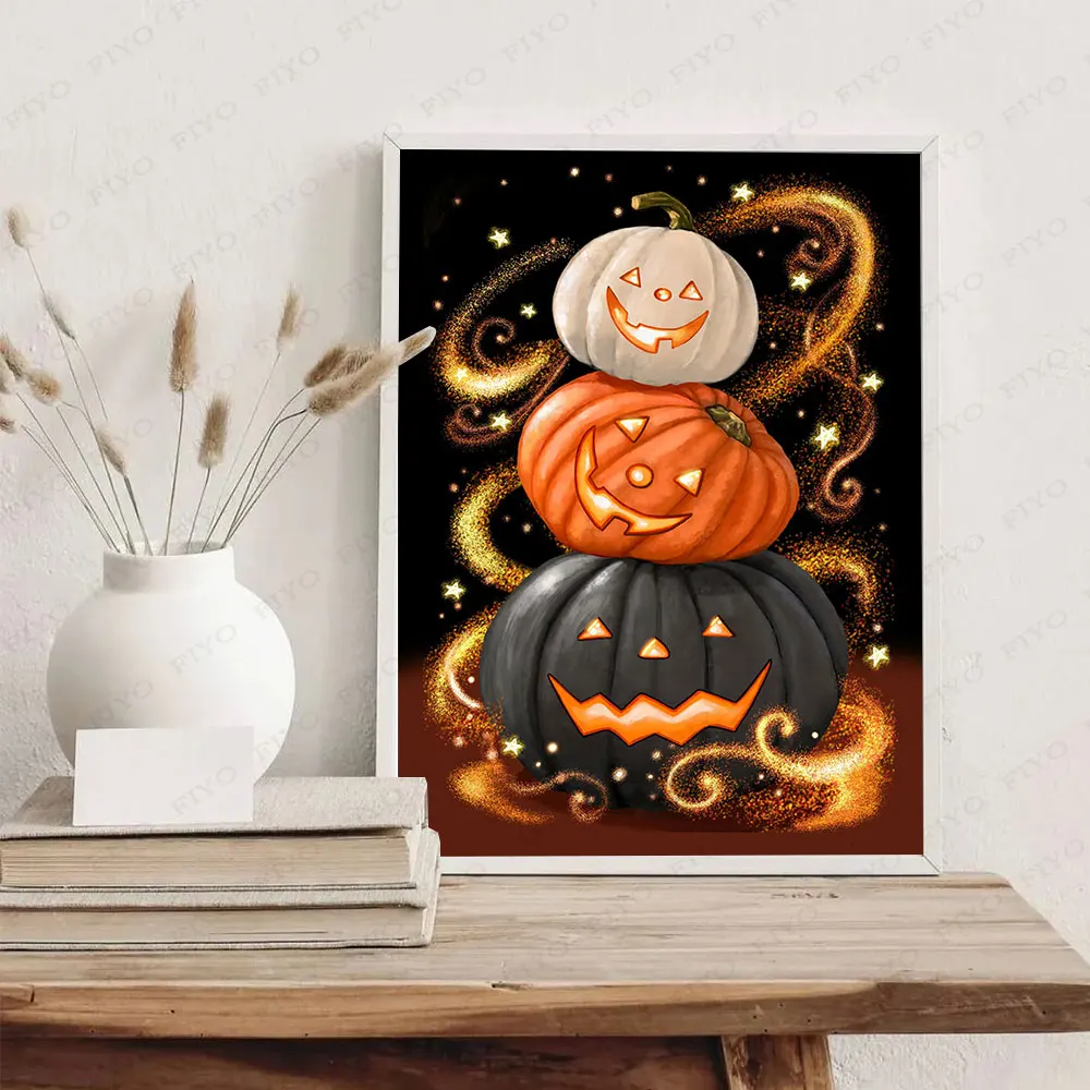 Diamond Painting New 2022 Halloween Full Square Drill Cartoon Embroidery Cross Stitch Kit Pumpkin Rhinestone Picture Home Decor