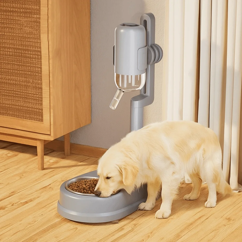 Multifunctional Dog Vertical Drinking Water Feeder Easy-Clean Non-slip Pet Automatic Water Dispenser No-Drip Pet Water Bowl Cat