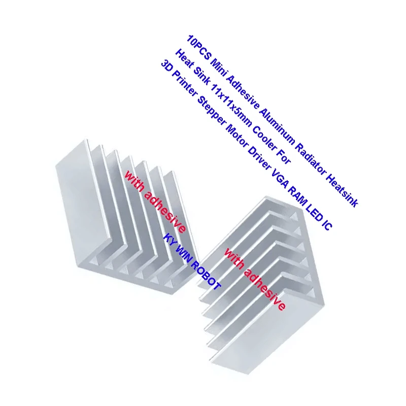 5Pcs Mini Adhesive Aluminum Radiator Heatsink Heat Sink 11x11x5mm Cooler For 3D Printer Stepper Motor Driver VGA RAM LED IC