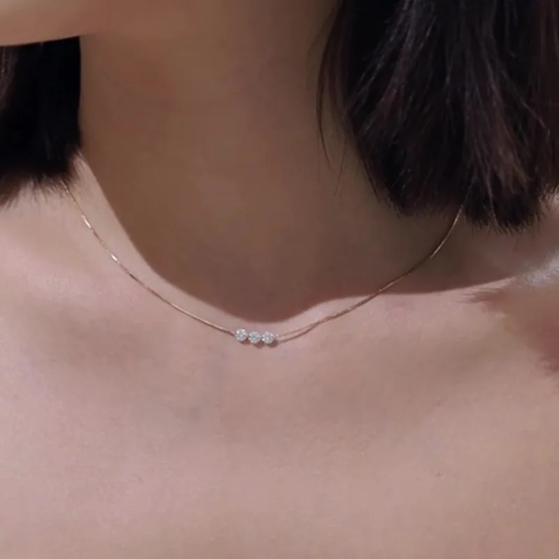 ENSHIR الزركون الربط الذهب والفضة قلادة ملونة للنساء بسيطة سلسلة الترقوة مجوهرات حساسة الهدايا اليومية الزفاف بالجملة #4