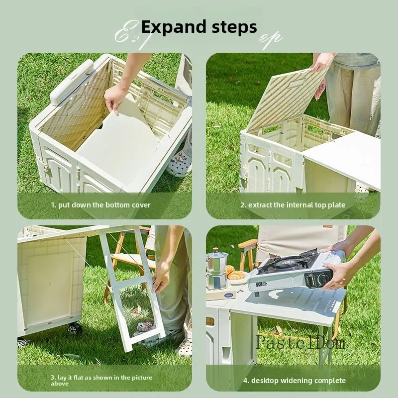 Portable Lightweight Outdoor Camping Trolley, Folding Utility Wagon Cart for Camping, Shopping, Express Delivery & Stall Use
