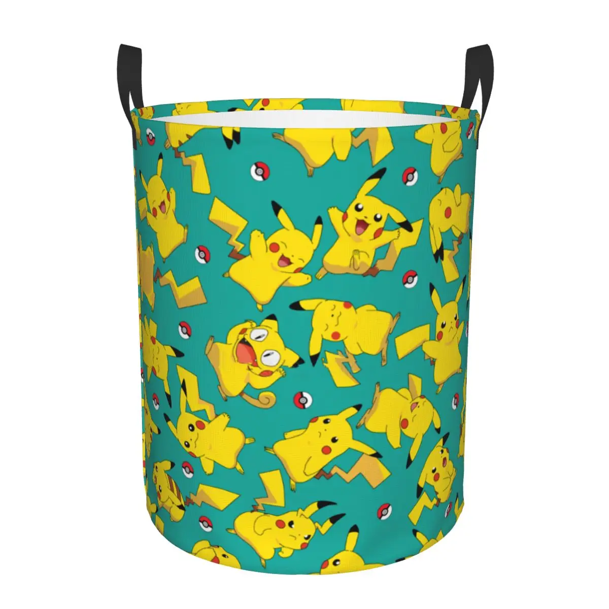 Custom Comic Cartoon P-Pikachus Laundry Hamper Large Storage Basket Kids Nursery Toy Organizer