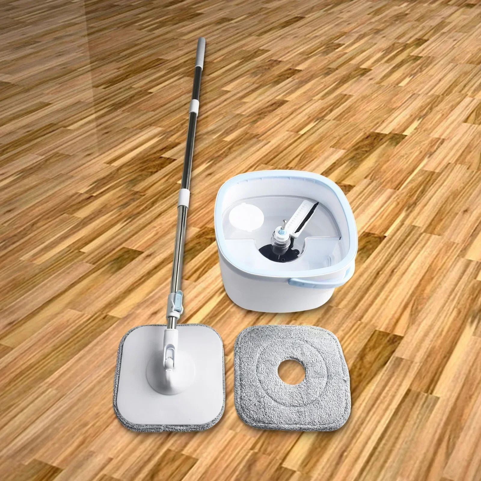 

Effective Cleaning Flat Mop Bucket Daily Floor Cleaning Convenient Handle Detachable Mop Head Easy Maneuverability