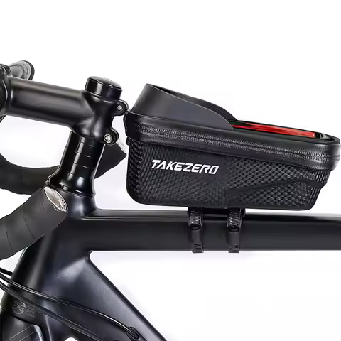 1L Bike Phone Holder Case Zipper Closure with Sun Visor Frame Top Tube Bicycle Bag Adjustable Fastener for 4.7-6.8inch Phone