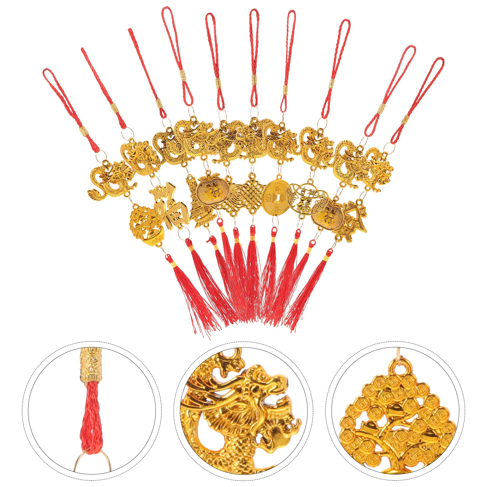 10 قطعة 2024 زودياك التنين زينة معلقة النمط الصيني السنة الجديدة المعلقات للمنزل مهرجان الربيع الباب ديكور حلية #1