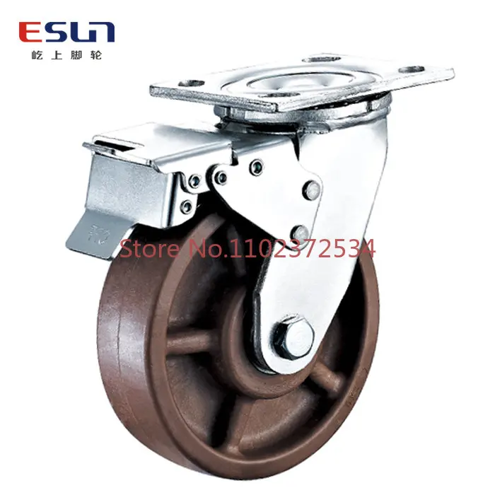 4 inch/5 inch/6 inch/8 inch heavy-duty high-temperature resistant universal wheel with brake, 280 ℃ nylon wheel casters