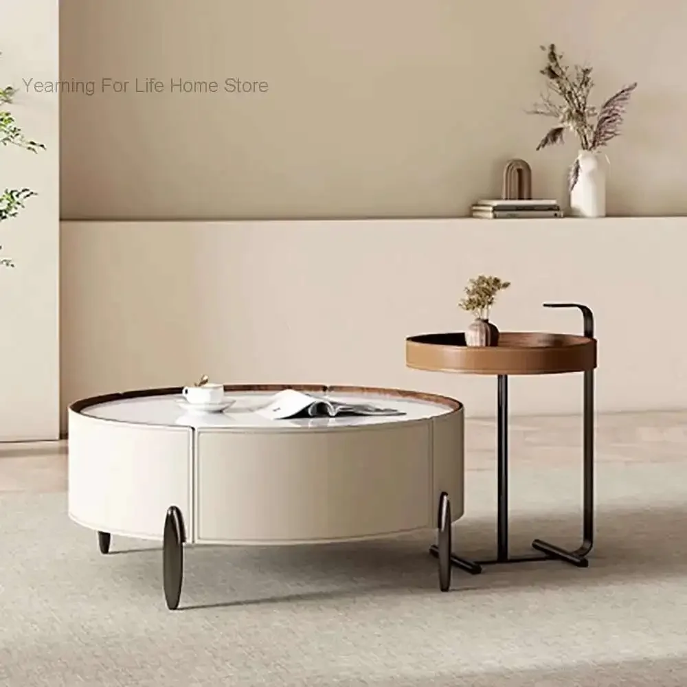 

Modern Premium Coffee Table Nordic Design Beauty Organizer Coffee Table Round Trendy Table Basse De Salon Living Room Furniture