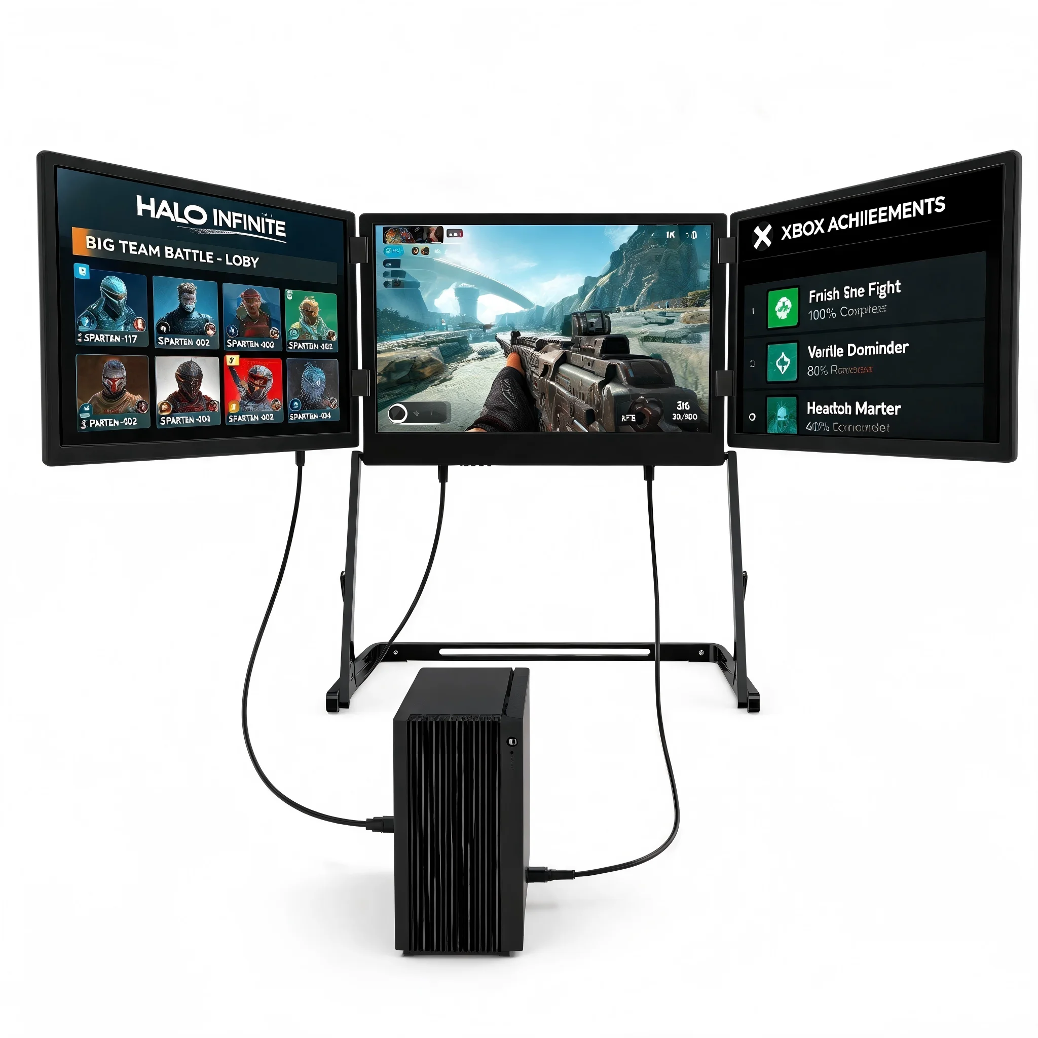 Office Multi-Task Triple Screen Extender 3*16 Inch 2.5K Aluminum Portable Triple Monitor for Laptop Multi Window Work