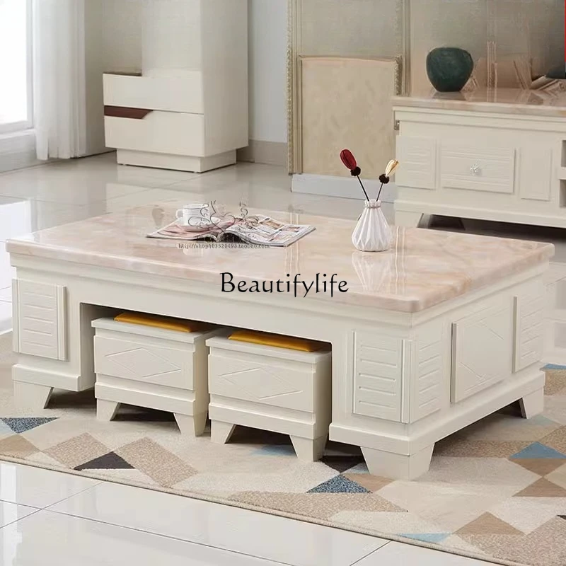 

01European marble coffee table electric Chinese living room simple tea table modern small apartment furniture