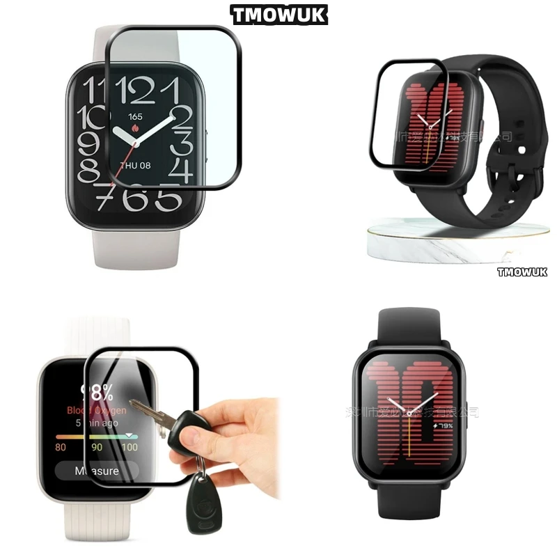

For Amazfit BIP 3 5 6 U Pro Active Unity GTS 2E 2 3 4 MINI, Durable Full Cover Screen Film With 3D Curved Edge Coverage