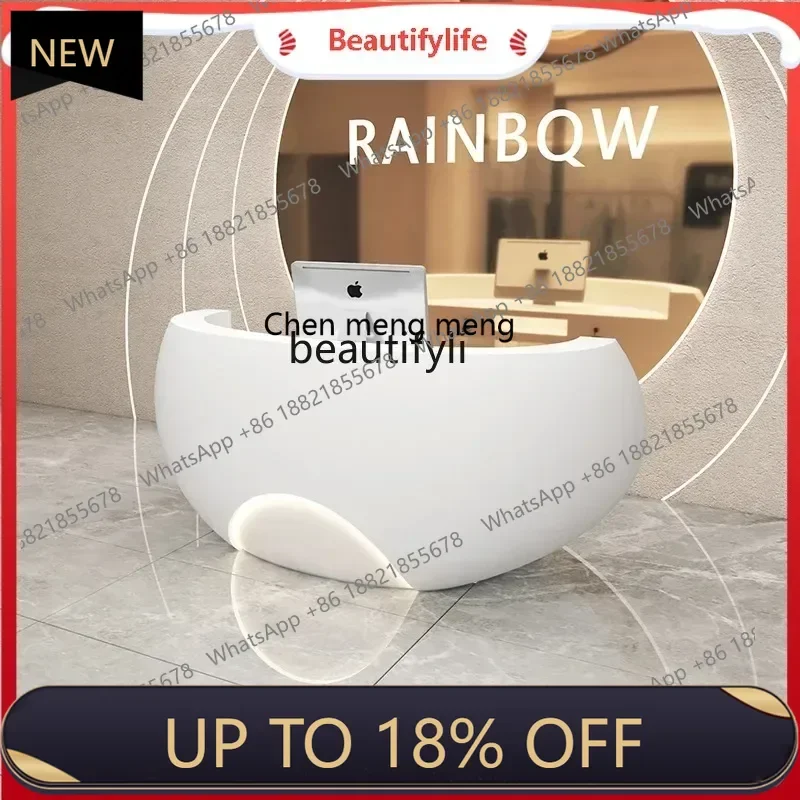 

P178 Fiberglass Irregular Cashier Counter Beauty Salon Bar Counter Hotel Reception Desk Company Front Desk Reception Desk Paint