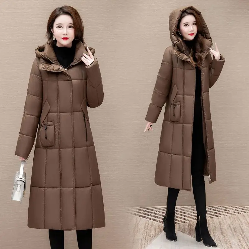 Women's Down Cotton Jacket Cotton Coat Warm Plus Size Mid-length Parkas New Slim Fit Cotton Coat Winter Versatile Thick Coat