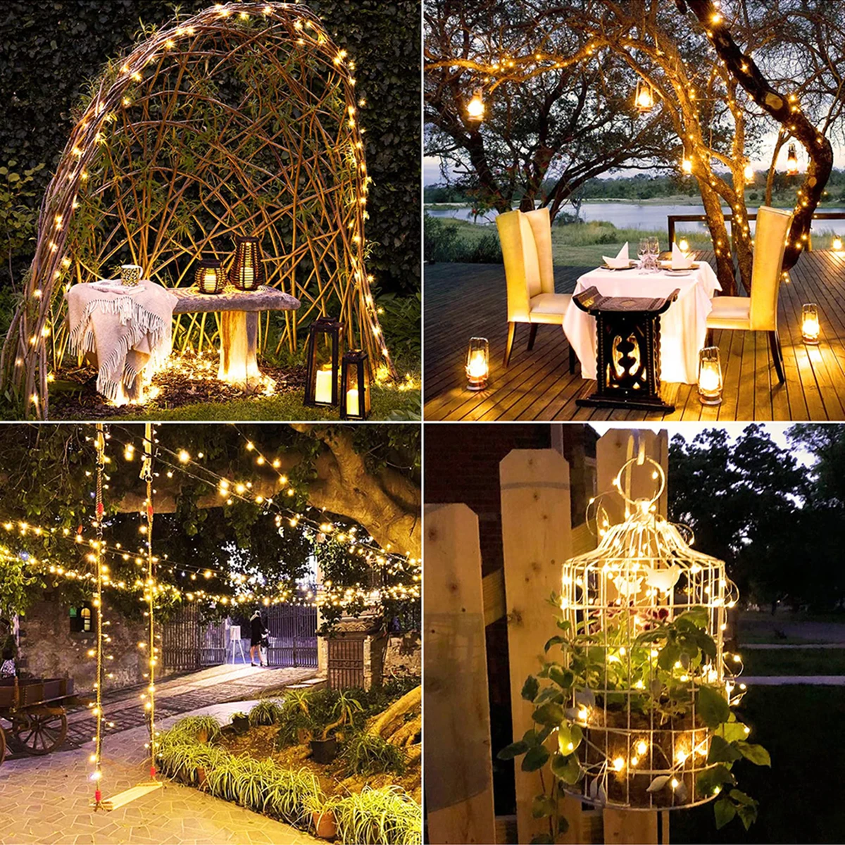 Imagem -02 - Outdoor Solar Led String Lights Copper Wire Fairy Lights Remoto Garden Party Pátio Árvore Rua Terraço Camping Decoração