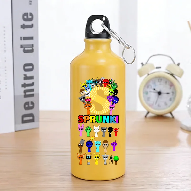 Sprunkis Aluminum Water Bottle Portable Outdoor Sport Cup Women Men Anime Letter A-Z Fashion Retro Water Kettle Birthday Gift