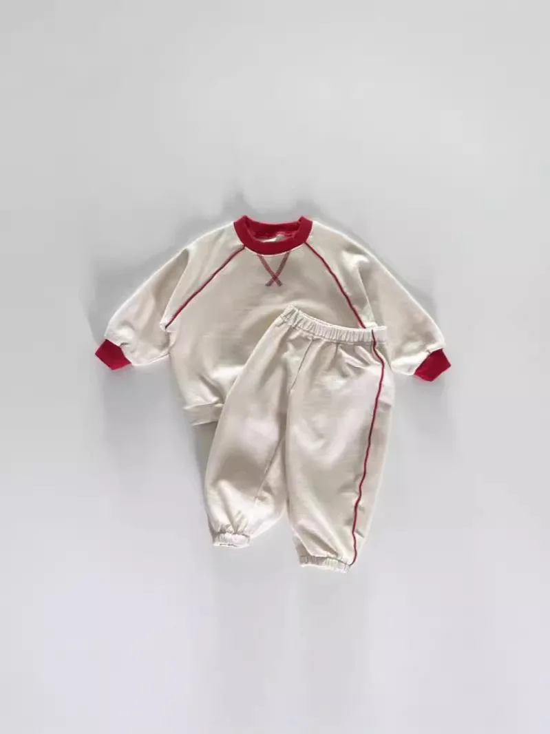 2025 Autumn New Baby Long Sleeve Clothes Set Infant Boys Solid Versatile Sweatshirt Suit Girls Casual Sports Set Kids Outfits