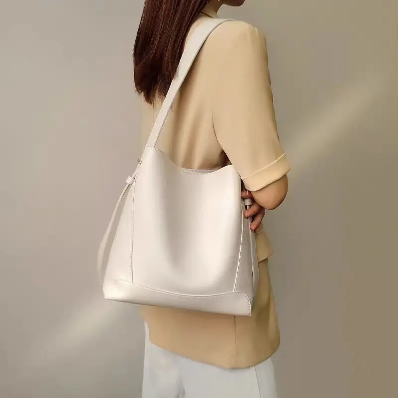 حقيبة دلو، حقيبة نسائية من الجلد الطبيعي ذات سعة كبيرة، حقيبة كروس جديدة بكتف واحد، حقيبة يد راقية ومتعددة الاستخدامات #1