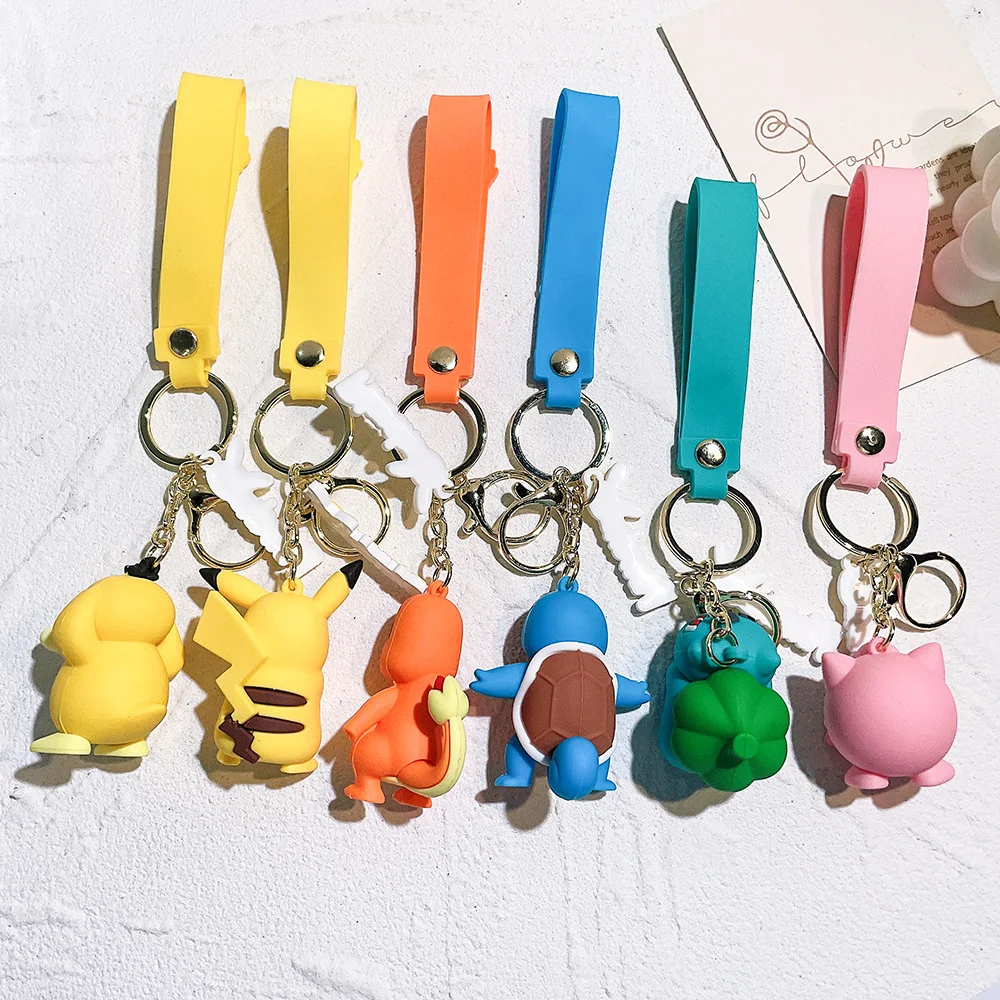 MINISO 1pcs Pokemon Bag Pendant Toys Keychain Anime Pikachu Model Charms Keychains PVC Cartoon Keyring Boy Kid Birthday Gift