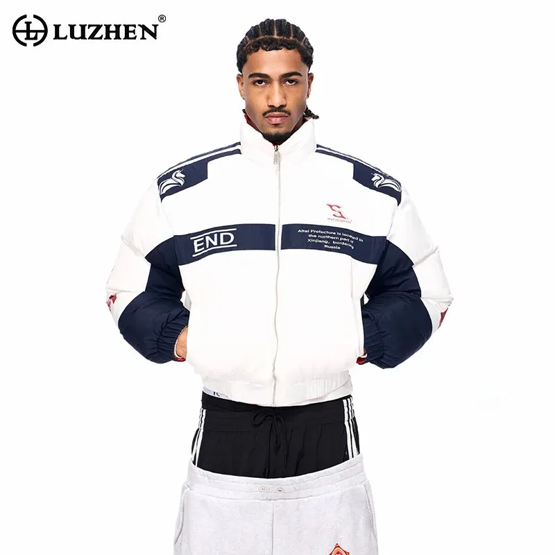 

LUZHEN 2025, новая зимняя оригинальная двусторонняя одежда, контрастная утолщенная парка с хлебом, мужская красивая стеганая куртка JY5216