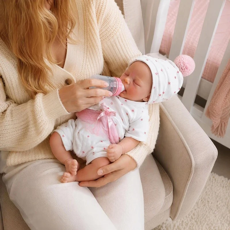 13Inch Made of Solid Silicone Reborn August Mouth Can Openable Super Soft Squishy Elastic Lifelike Simulation Baby Doll