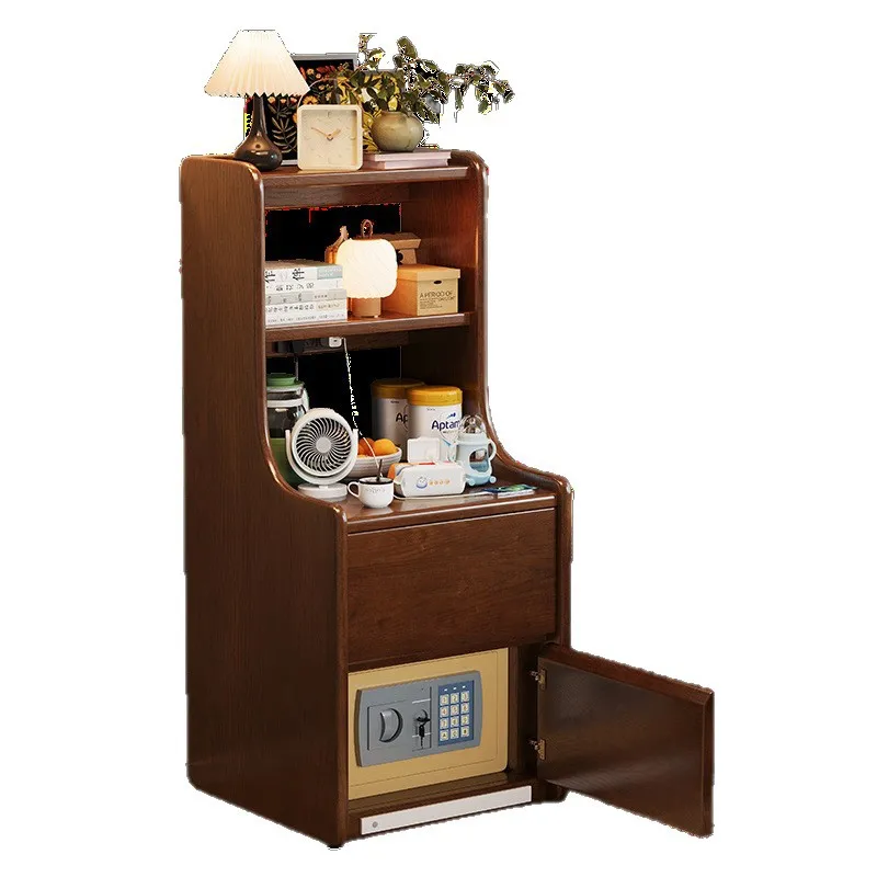 

Solid wood bedside table, safe, integrated household small hidden anti-theft safe, bedroom storage cabinet, locker