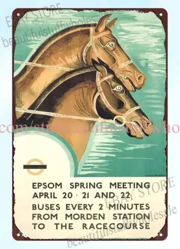 1935 Epsom spring meeting by Laurence Bradshaw for London Transport tin sign