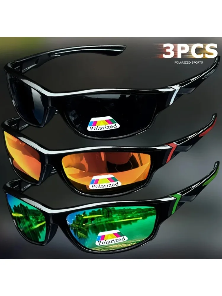 AliExpress MAOLEI 1/3PCS Vintage Polarized Sports Sunglasses Men Women Fishing Running Cycling Sport Man Glasses Anti-Glare UV400 Eyewear