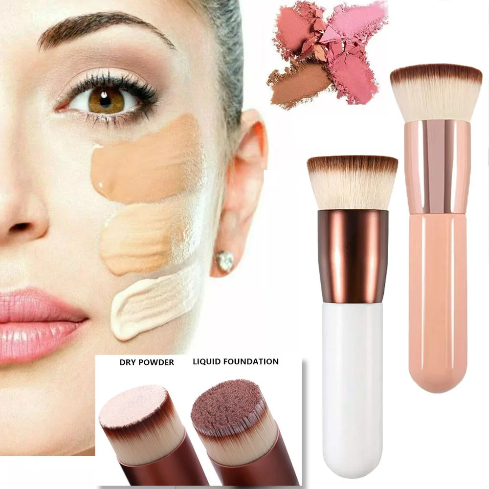 Fashion Chubby Pier Foundation Brush Flat Cream Makeup Brushes Professional Cosmetic Brush Highlight Brush Loose Powder Brush