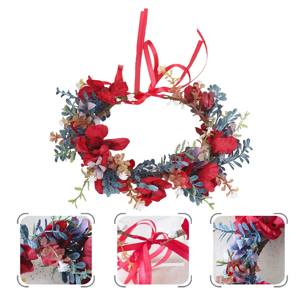

Elegant Wedding Floral Headband Bride Flower Crown Artificial Flower Hairband Bridal Hair Accessory Girl Head Garland