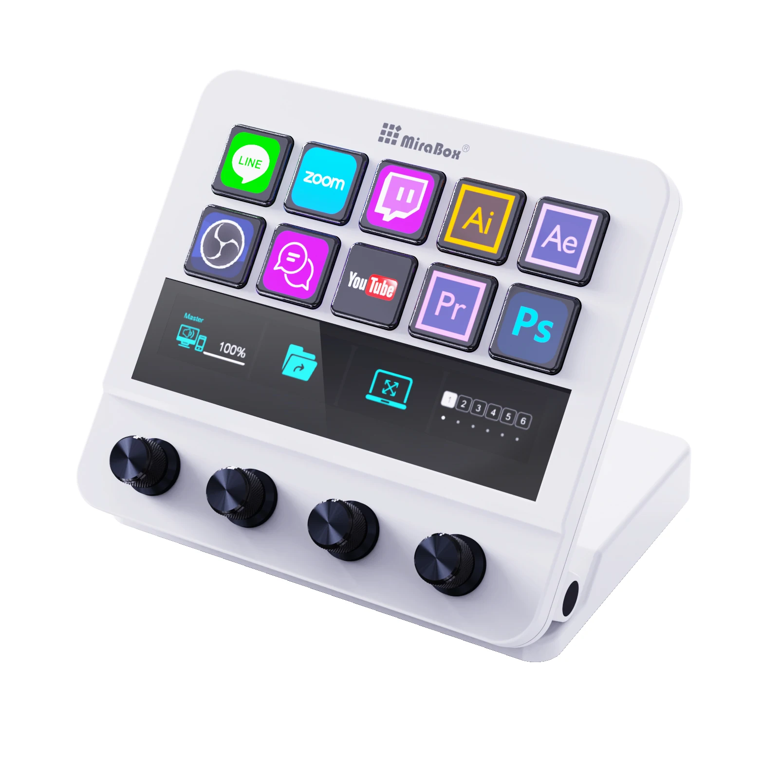 MiraBox 10 Keys 4 Dials Stream Deck Audio Mixer Live Streaming Gaming Controller