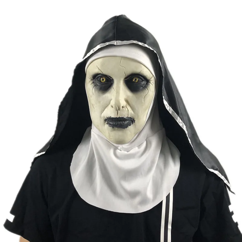 

The Horror Scary Nun Latex Mask w/Headscarf Valak Cosplay for Halloween Costume