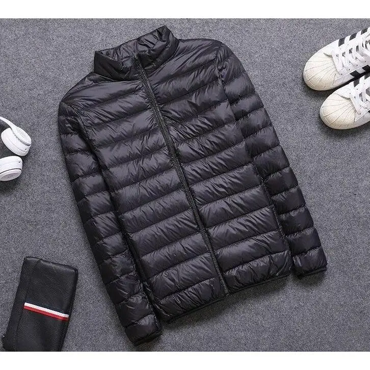 

Легкий хлопковый тюнер с подкладкой для мужчин, повседневный цветной капюшон, прочный полиэстер с наполнителем, облегающий воротник-стойка, молния, одежда...