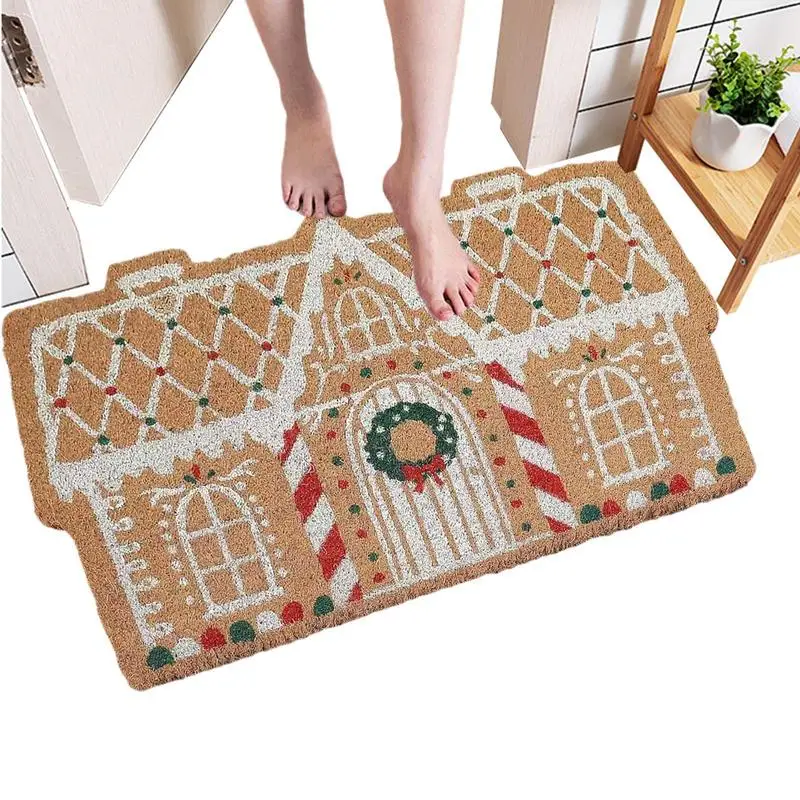 Christmas doormat anti-slip Christmas cartoon imitation cashmere floor mat snowflake Santa Claus door mat for Christmas Decor