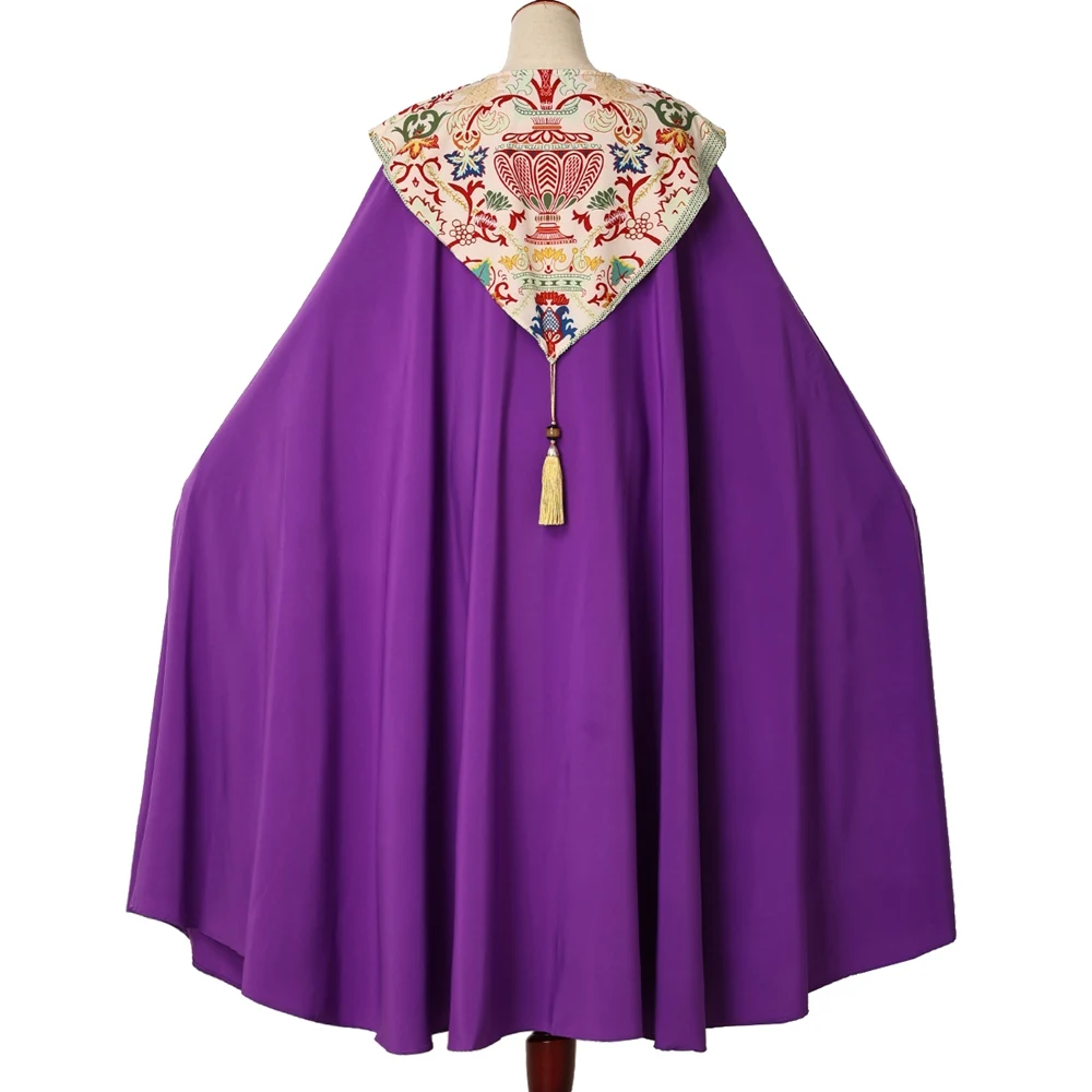 Celebrants Gothic Cope Priest Vestment Print Costume Robe Cape Cosplay