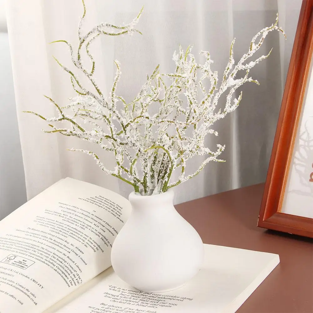 Party 6/12Pcs DIY Crafts Simulation Scrapbooking Christmas Decor Snow Pine Branch White Grass Artificial Plants Fake Flowers