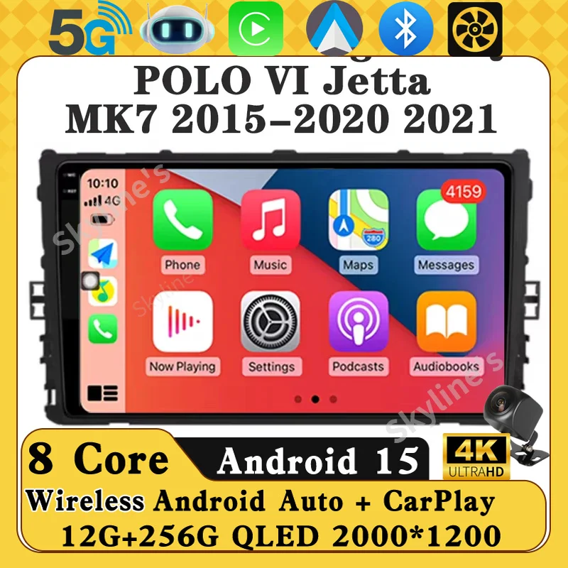Android 16 Carplay Auto para VW Volkswagen MQB POLO VI Jetta MK7 2015-2020 2021 Radio de Auto Estéreo Reproductor Multimedia de Video GPS WIFI