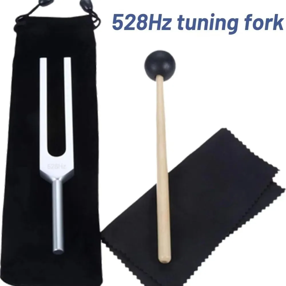 528Hz Tuning Fork Set Ergonomic Portable Ear Cleaner and Vibration Tool with Storage Bag Reliever Stress