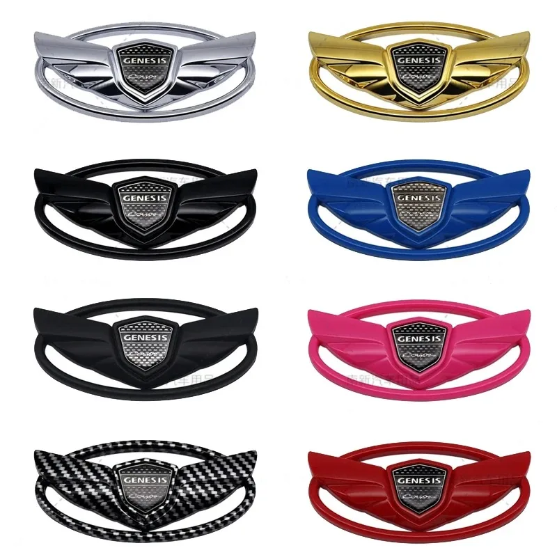 14.5×7.5CM Metal Car Trunk Emblem Badge Sticker For Hyundai Genesis Elantra Sonata Veloster Kona I20 I30 IX30 Exterior Decal