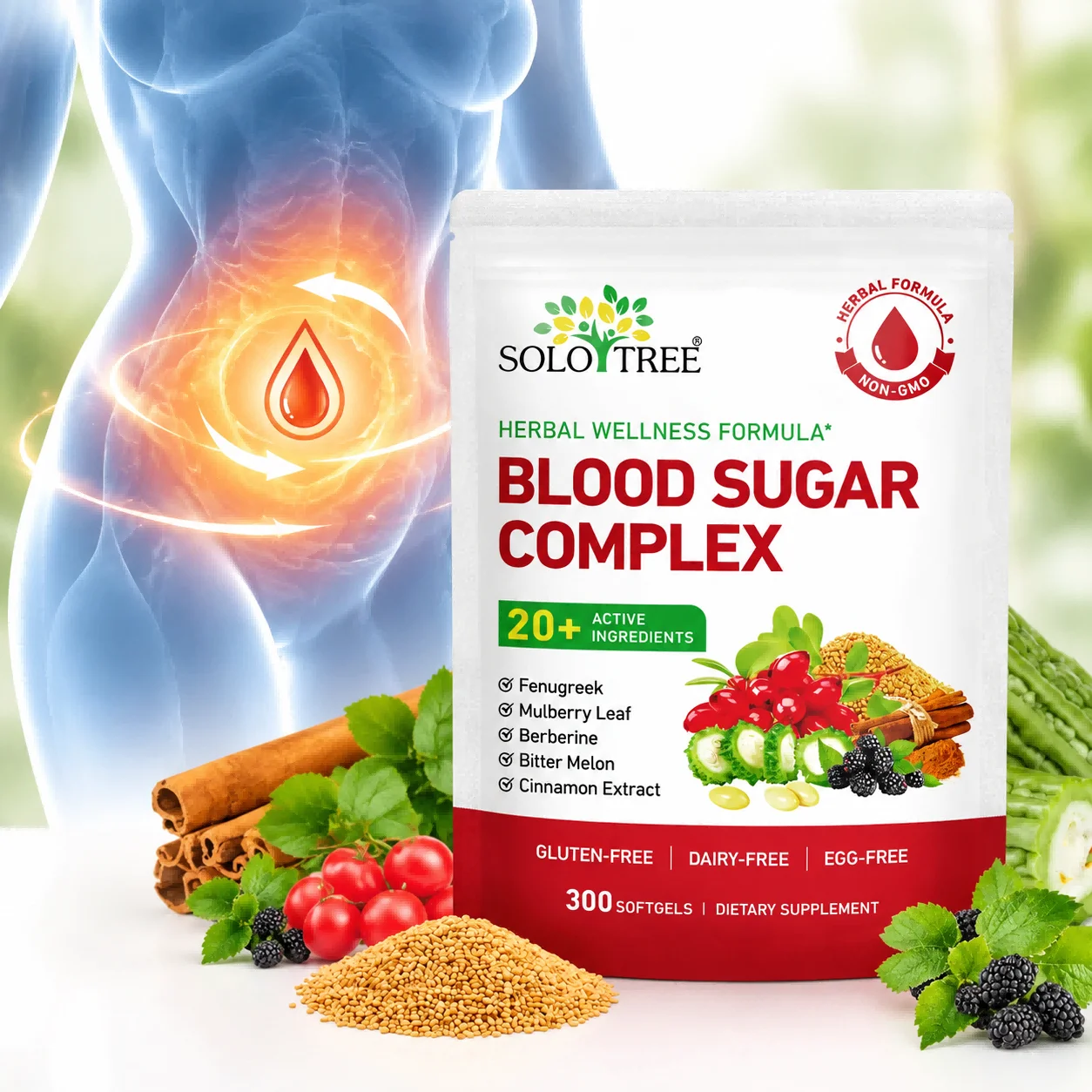 Blood Sugar Complex Softgels Blood Sugar Balance Glucose Metabolism Weight Management Liver Detox Antioxidant Anti Aging 300 Pcs