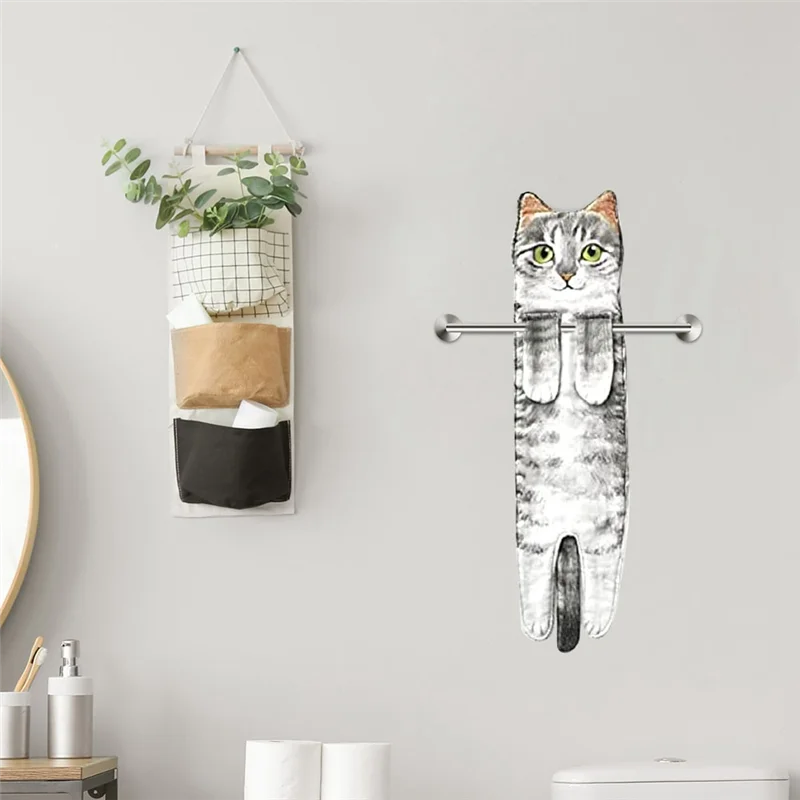 

A45Z-Cats Забавные полотенца для рук для ванной комнаты-милые декоративные кошки Декор Подвесные мочалки Полотенца для лица Супер впитывающие мягкие