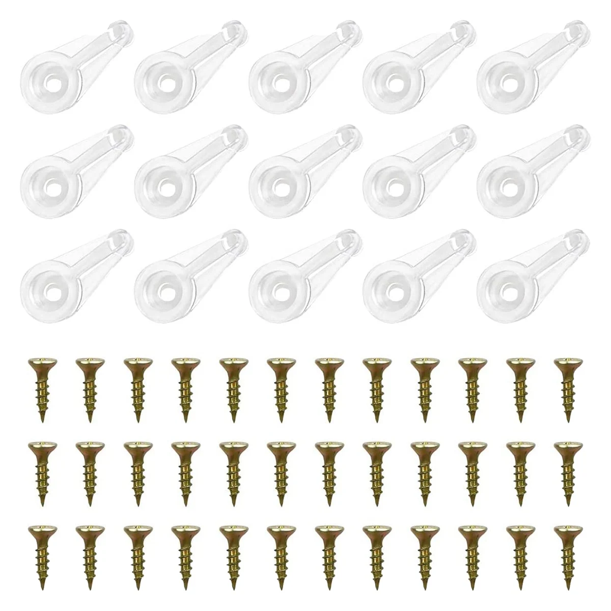 Kit de Clips de Retenue en Verre pour Portes d'Armoire en Fibre de Verre, Clips de Portes en Plastique avec Vis, 4mm, 50 Paires