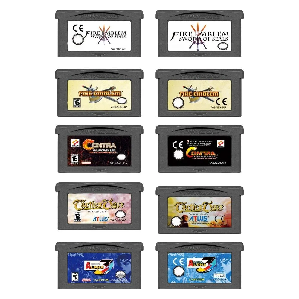 USA/EUR Version 10 Styles GBA Game Cartridge Bundle Tactical RPG Shooting Beat 'Em Up Action Game for Game Boy Advance GBA SP DS