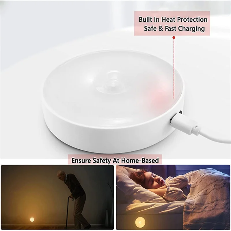 LED Night Light Under Cabinet Motion Sensor Lights USB Rechargeable Wireless Sensor Night Lamp For Bedroom Stair Hallway Decor