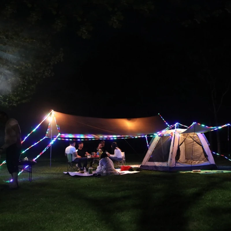 Hexagon‑Octagon Camping Sun Shelter, Black‑Coated Silver‑Coated Tarp Tent, UV‑Protection Waterproof for Outdoor Travel Picnic