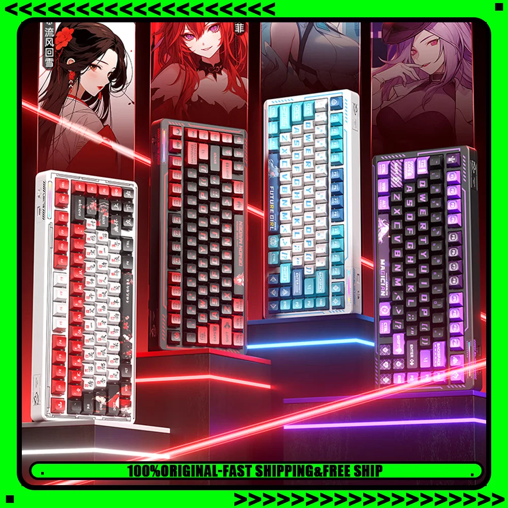 LINGBAO K75 Механическая клавиатура, трехрежимная беспроводная клавиатура, 10000 мАч, FR4, прокладка, горячая замена, RGB игровая клавиатура, аксессуары для ПК ​